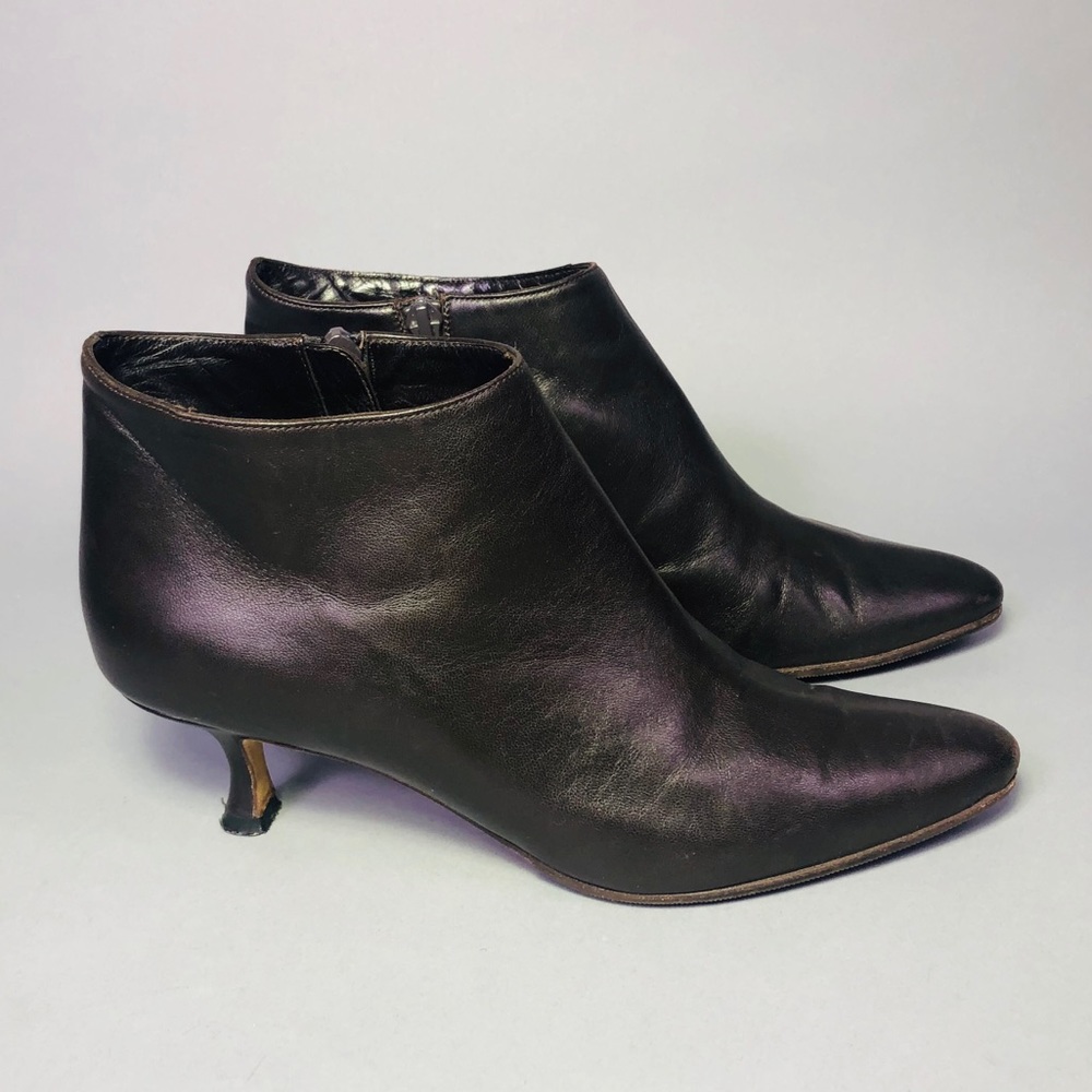 Authentic Manolo Blahnik Leather Ankle Boots